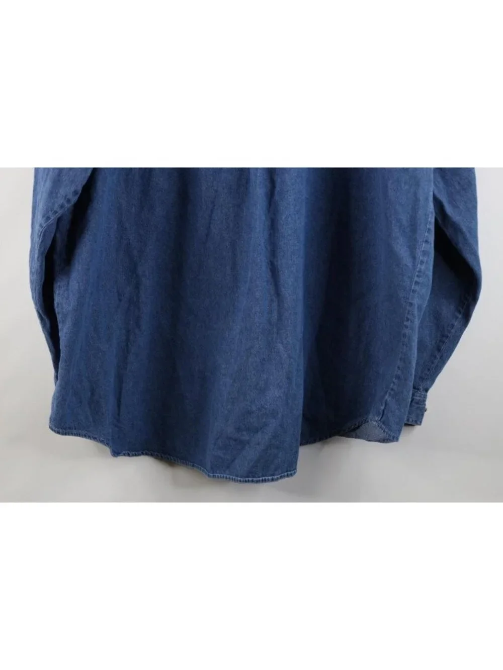 Vintage 90s Streetwear Mens XL Baggy Denim Jean Collared Button Down Shirt Blue